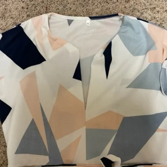 PatPat White with Geometric Design Midi Dress - S - Picture 3 of 8